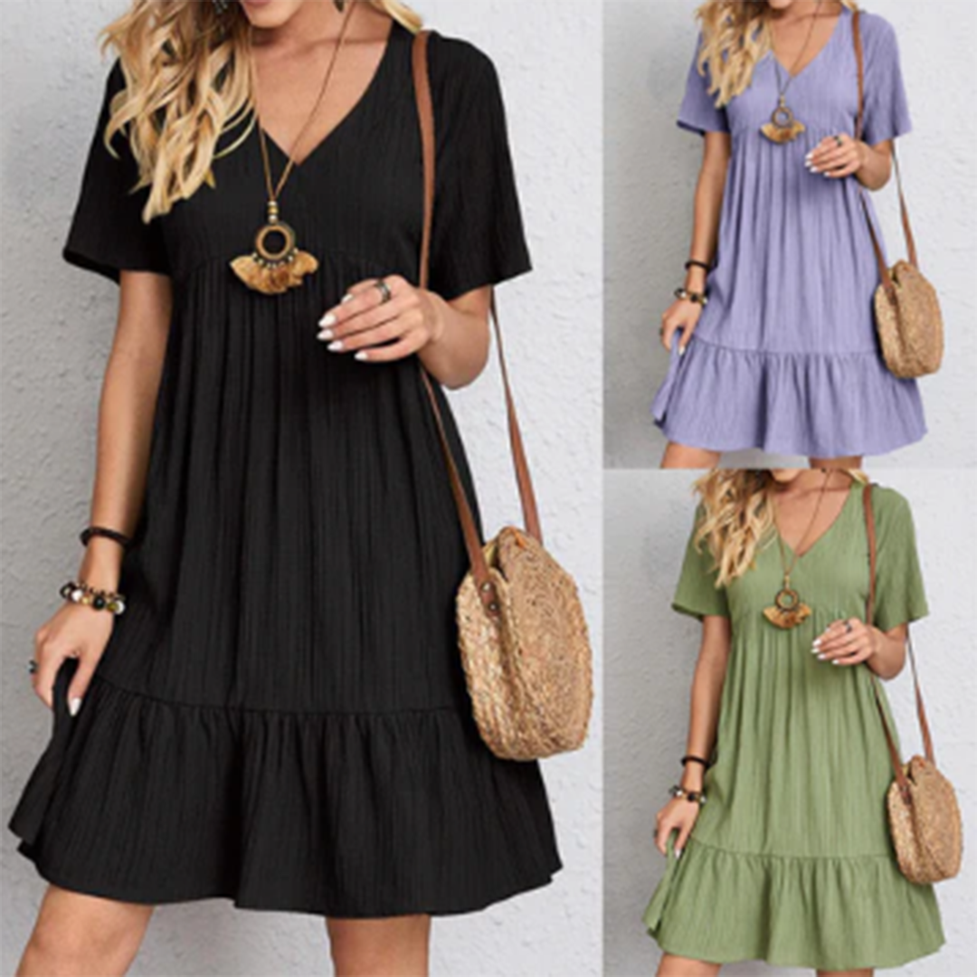Stylish Casual Summer Dress - Lina-Black-S-State of Style