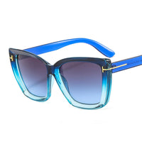 Stylish cat-eye sunglasses with UV protection and gradient - VueLuxe-Blue-Grey-State of Style