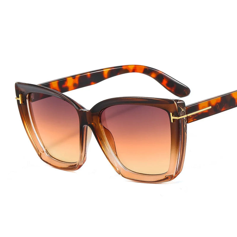 Stylish cat-eye sunglasses with UV protection and gradient - VueLuxe-Red-Brown-State of Style