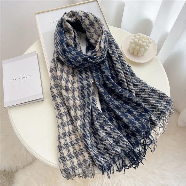 Stylish Checked Women's Scarf - Liora-Blue-State of Style