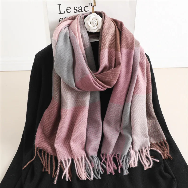 Stylish Checked Women's Scarf - Liora-Pink-State of Style