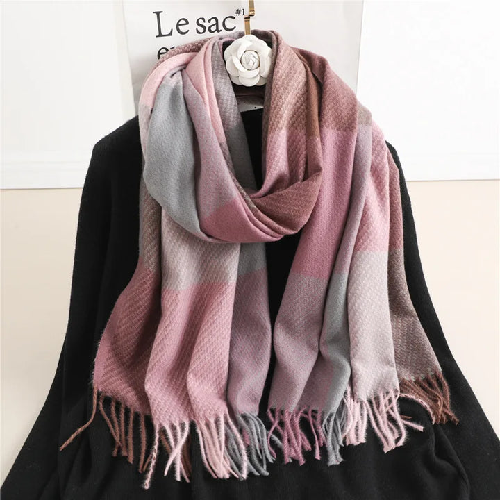 Stylish Checked Women's Scarf - Liora-Pink-State of Style