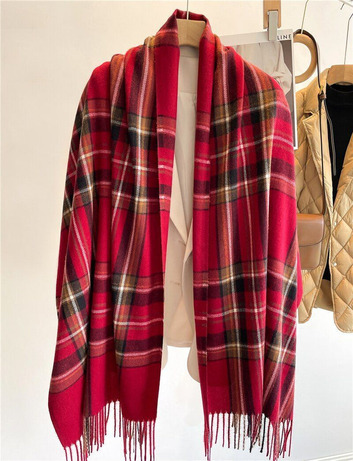 Stylish Checked Women's Scarf - Liora-Red-State of Style