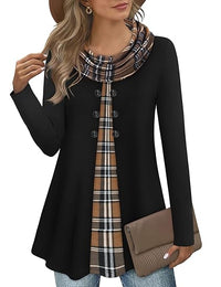 Stylish Colourblock Pullover Sweatshirt for Women - Bella-Black/Brown-S-State of Style