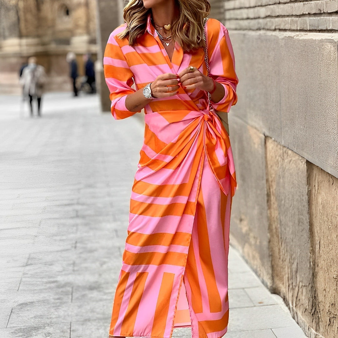 Stylish Colourful Maxi Dress - Fiona-Orange-S-State of Style