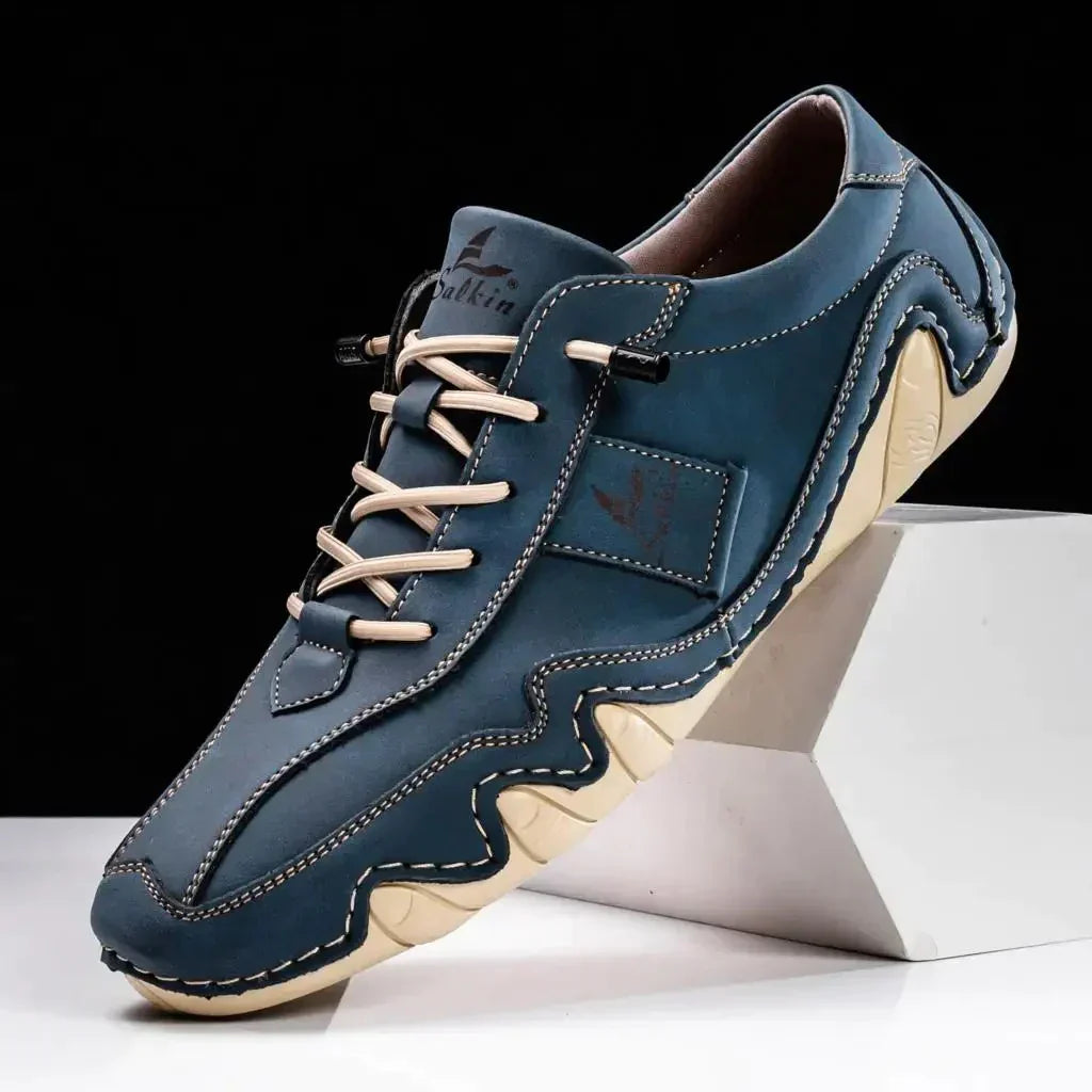 Stylish & comfortable men's leather loafers with profile sole - Matteo-Blue-6.5-State of Style