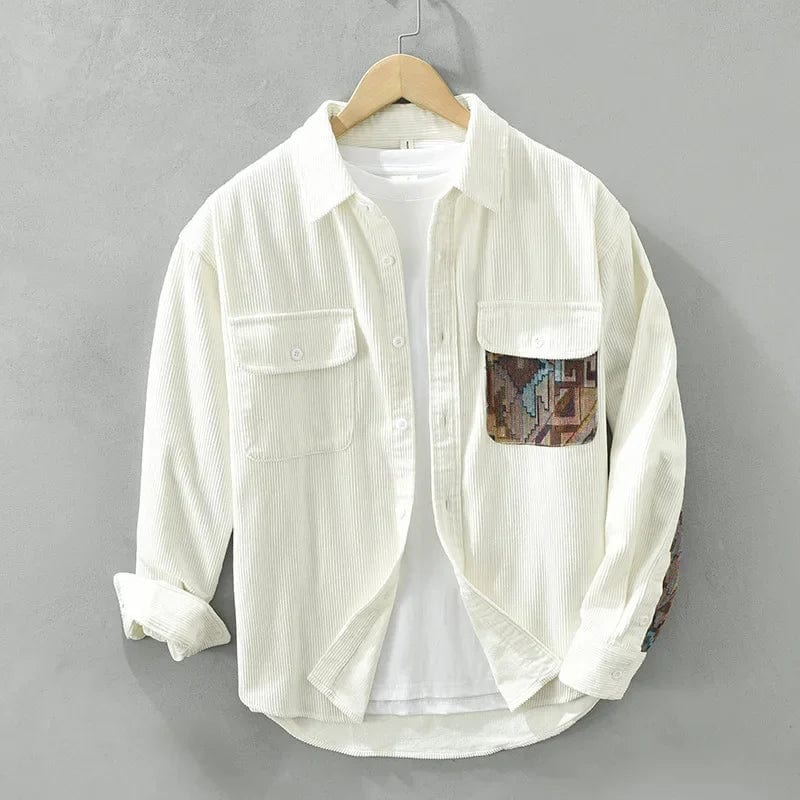 Stylish Corduroy Shirt for Men - Floris-White-M-State of Style