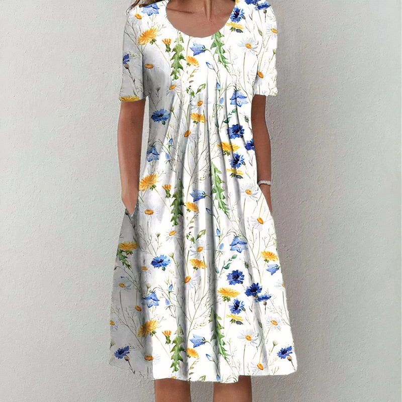 Stylish Cotton Dress for Women - Lena-White/Yellow-S-State of Style