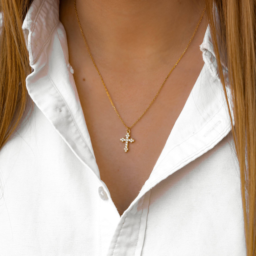 Stylish Cross Pendant Necklace – Clémence-Gold-State of Style