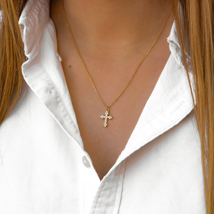 Stylish Cross Pendant Necklace – Clémence-Gold-State of Style