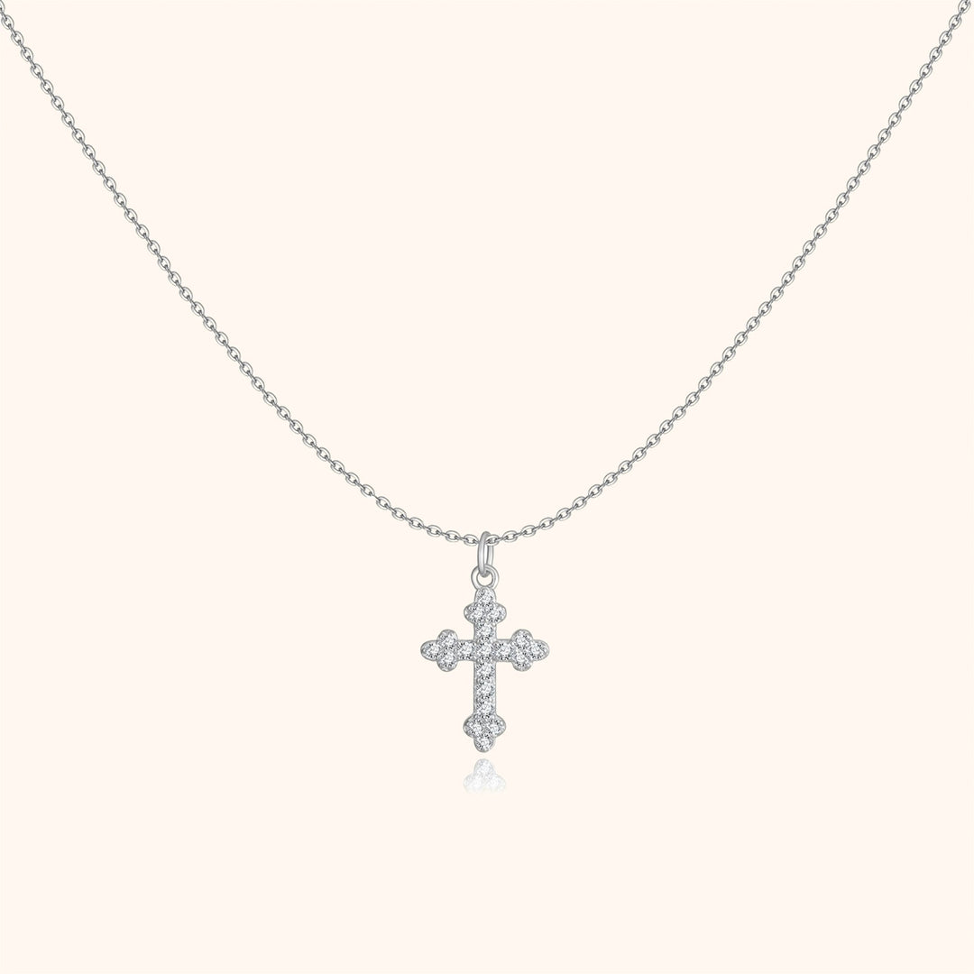 Stylish Cross Pendant Necklace – Clémence-Silver-State of Style