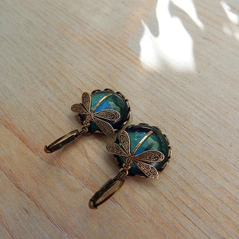Stylish Crystal Antique Gold Earrings - Amarae-Blue-State of Style