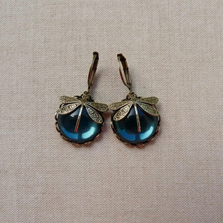 Stylish Crystal Antique Gold Earrings - Amarae-Blue-State of Style
