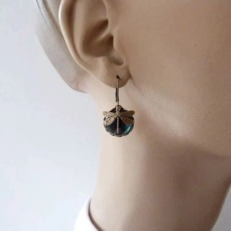 Stylish Crystal Antique Gold Earrings - Amarae-Blue-State of Style