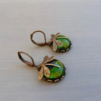 Stylish Crystal Antique Gold Earrings - Amarae-Light Green-State of Style