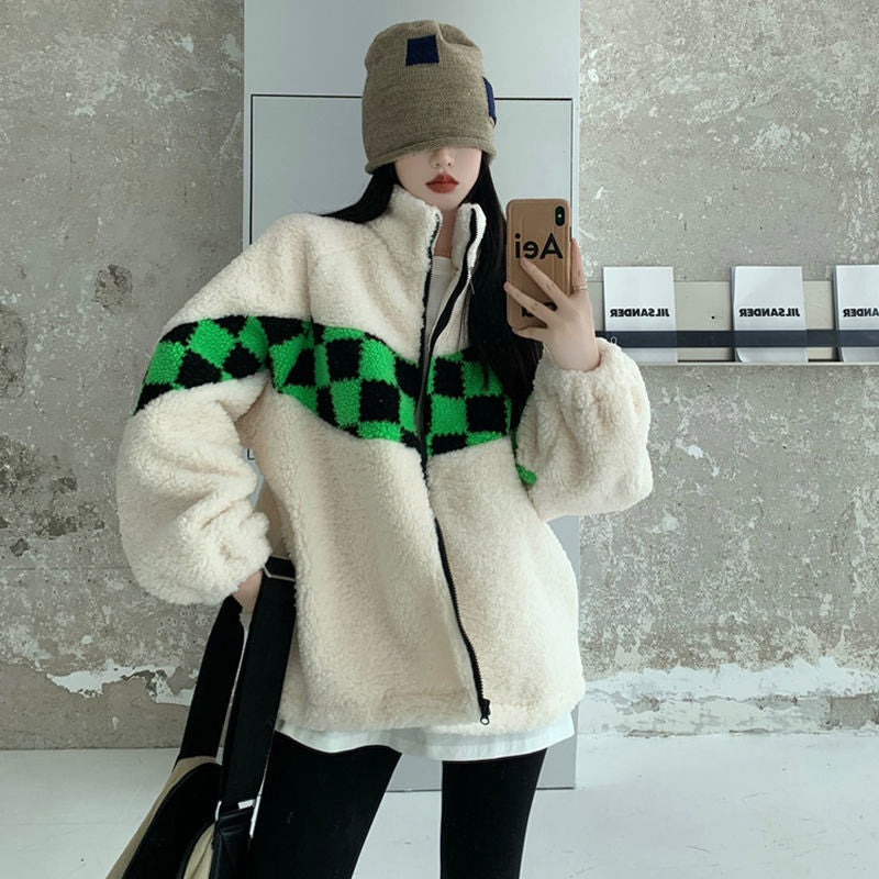 Stylish Crystal Jacket | Warm & Chic for Women-White/Green-One Size-State of Style