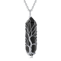 Stylish Crystal Tree of Life Gemstone Necklace – Elara-Obsidian-State of Style