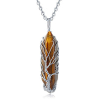 Stylish Crystal Tree of Life Gemstone Necklace – Elara-Tiger's Eye-State of Style