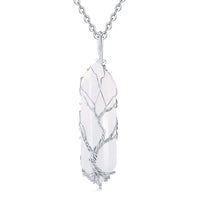 Stylish Crystal with Tree of Life Gemstone Necklace - Elara-Clear Crystal-State of Style