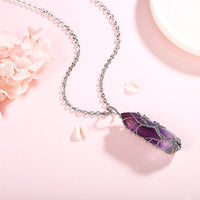 Stylish Crystal with Tree of Life Gemstone Necklace - Elara-Green Aventurine-State of Style