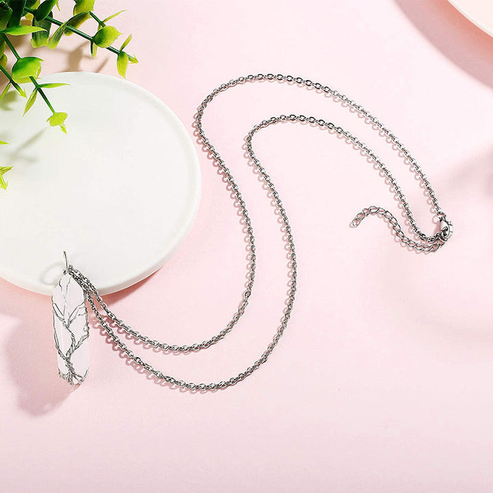 Stylish Crystal with Tree of Life Gemstone Necklace - Elara-Green Aventurine-State of Style