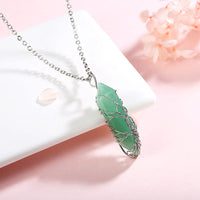 Stylish Crystal with Tree of Life Gemstone Necklace - Elara-Green Aventurine-State of Style