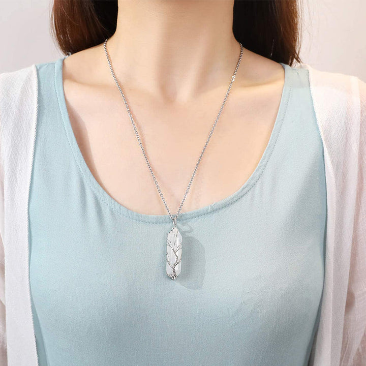 Stylish Crystal with Tree of Life Gemstone Necklace - Elara-Green Aventurine-State of Style