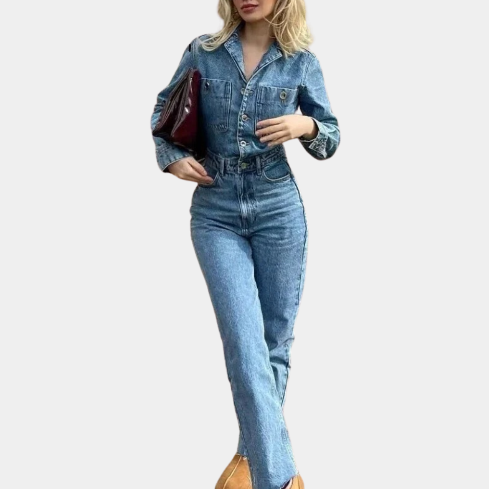 Stylish Denim Jumpsuit - Lyra-Blue-XS-State of Style