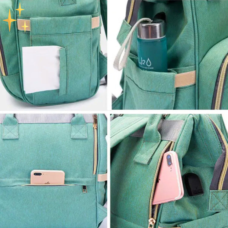 Stylish Diaper Bag Backpack with USB Charger – ParentPack-Green-State of Style