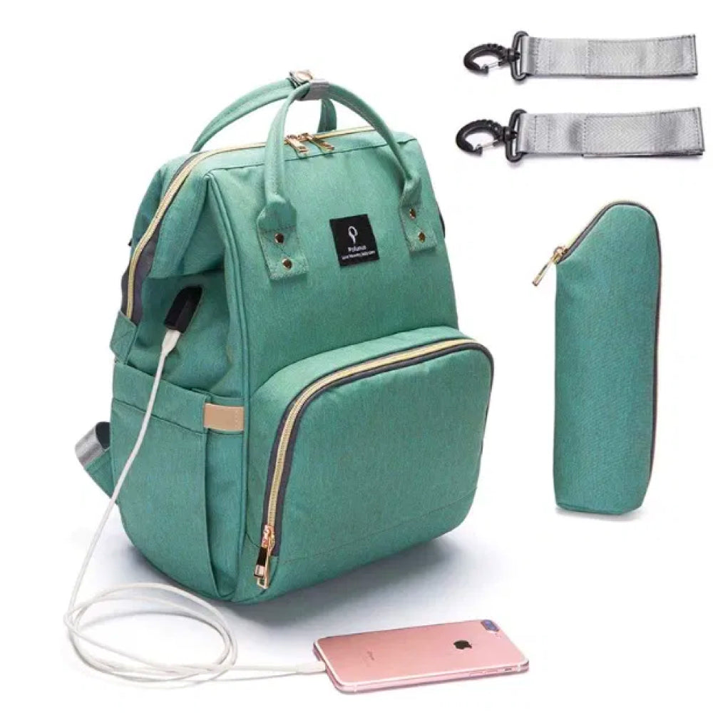Stylish Diaper Bag Backpack with USB Charger – ParentPack-Green-State of Style