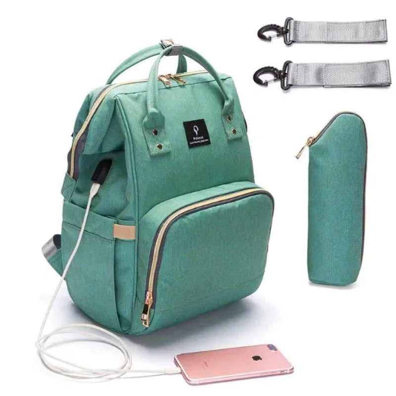 Stylish Diaper Bag Backpack with USB Charger – ParentPack-Green-State of Style