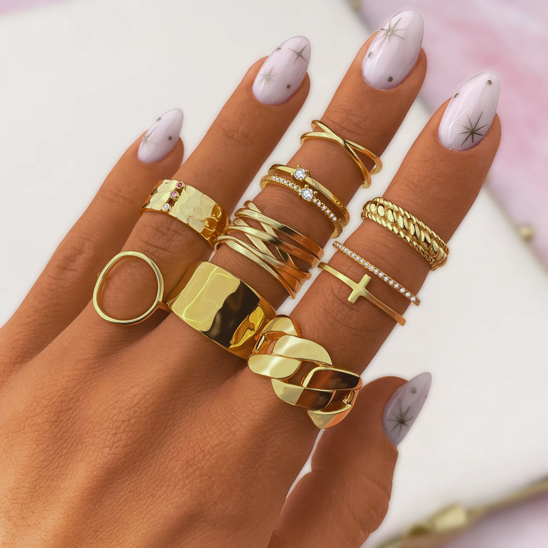 Stylish Double Cross Ring – Calindra-Gold-5-State of Style