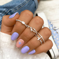 Stylish Double Cross Ring - Celeste-Silver-5-State of Style