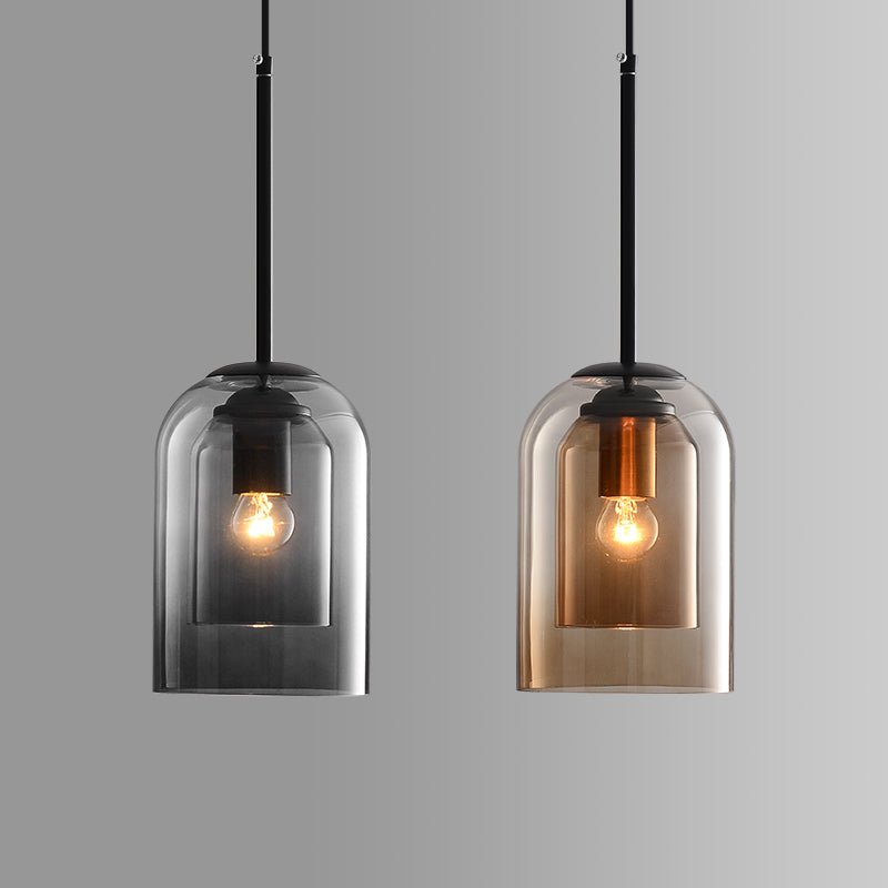 Stylish Double Glass Pendant Lamp - AuraGlas-Smoke grey-State of Style