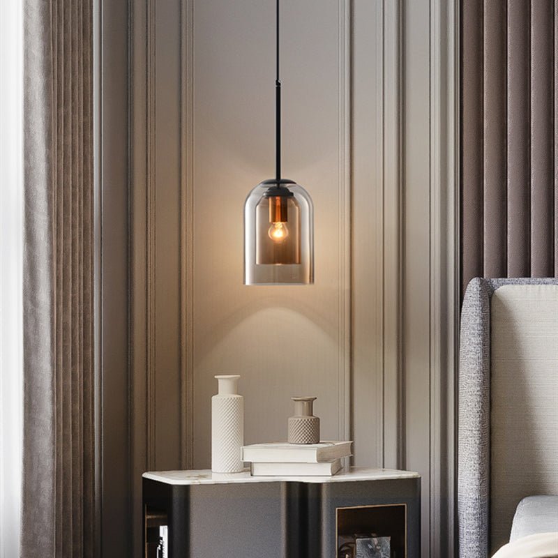 Stylish Double Glass Pendant Light - AuraGlass-Smoke Grey-State of Style