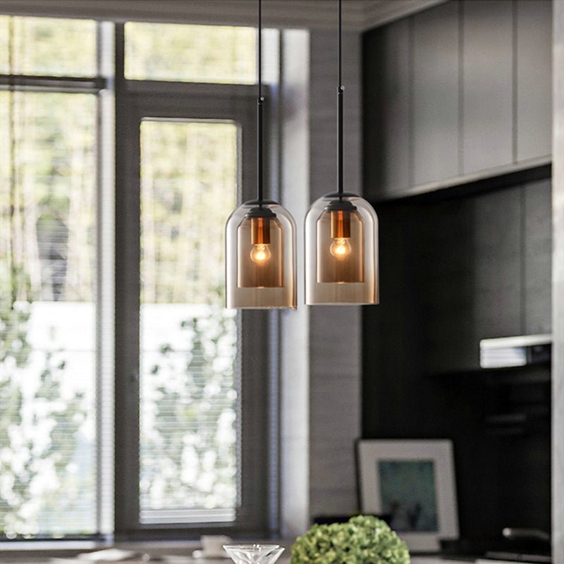 Stylish Double Glass Pendant Light - AuraGlass-Smoke Grey-State of Style