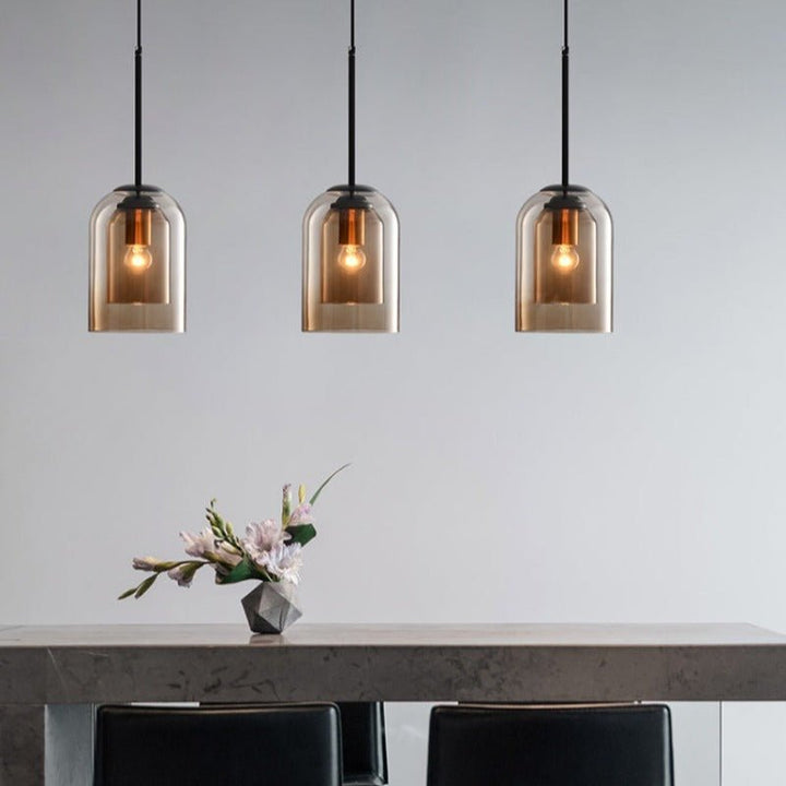 Stylish Double Glass Pendant Light - AuraGlass-Smoke Grey-State of Style