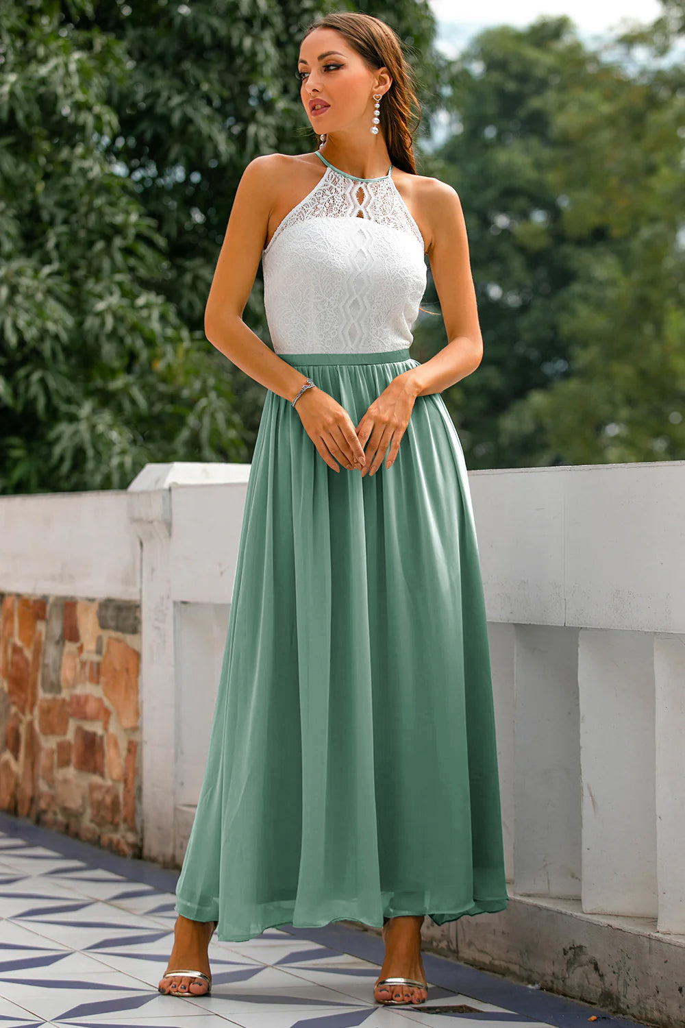 Stylish Dress for Wedding Guests with Open Back - Isabella-Eucalyptus-AU4-State of Style