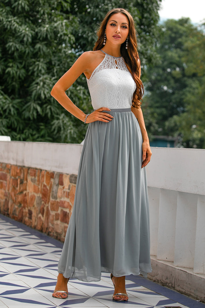Stylish Dress for Wedding Guests with Open Back - Isabella-Light Grey-AU4-State of Style