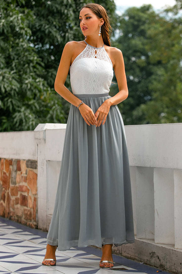 Stylish Dress for Wedding Guests with Open Back - Isabella-Light Grey-AU4-State of Style
