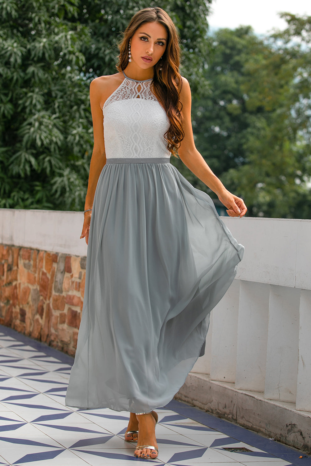 Stylish Dress for Wedding Guests with Open Back - Isabella-Light Grey-AU4-State of Style