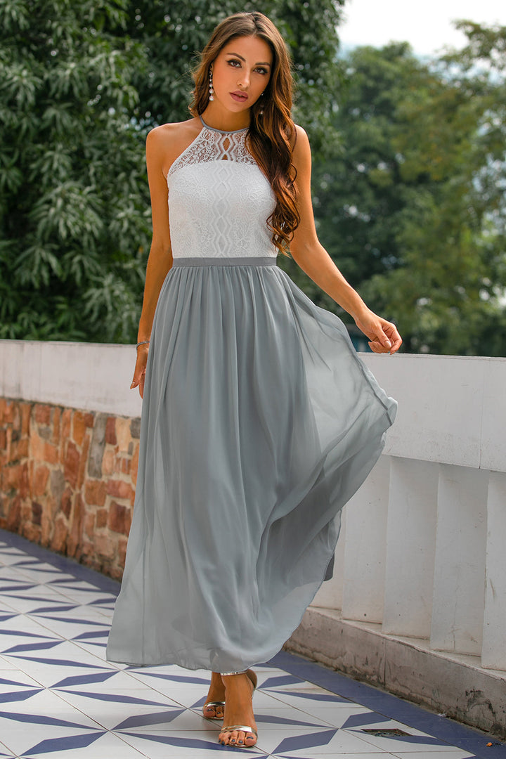 Stylish Dress for Wedding Guests with Open Back - Isabella-Light Grey-AU4-State of Style
