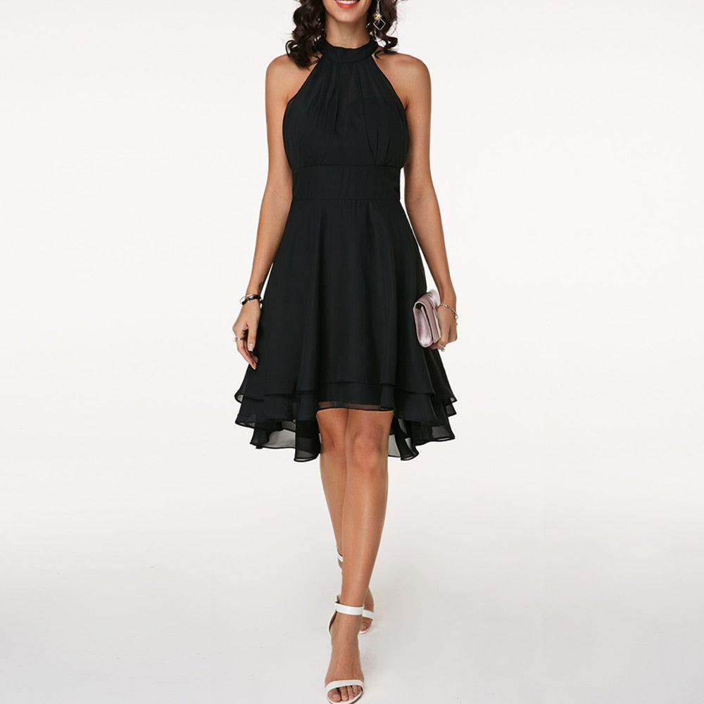 Stylish Dress with Charming Ruffles – Isabella-Black-S-State of Style