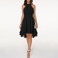 Stylish Dress with Charming Ruffles – Isabella-Black-S-State of Style