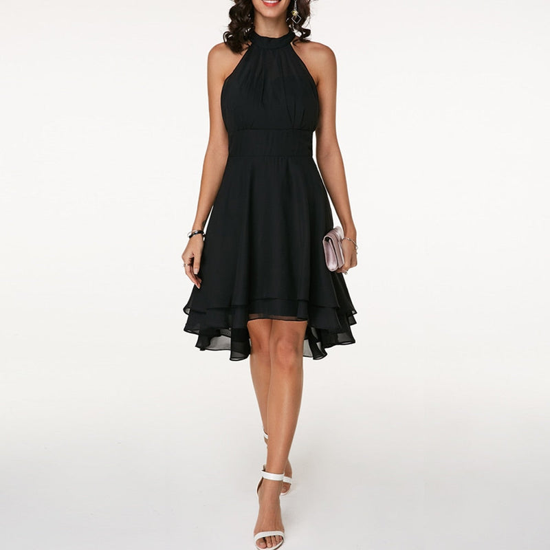 Stylish Dress with Charming Ruffles – Isabella-Black-S-State of Style