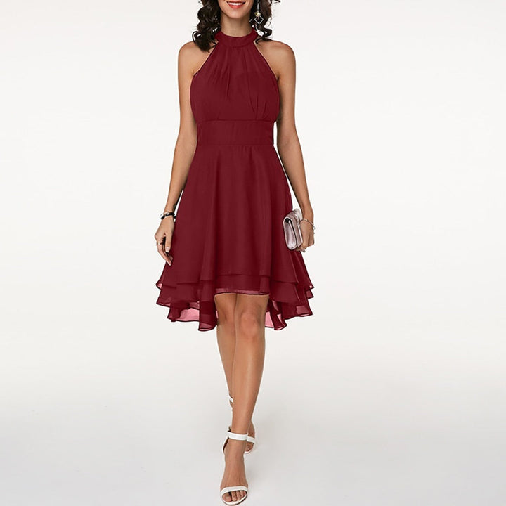 Stylish Dress with Charming Ruffles – Isabella-Red-S-State of Style