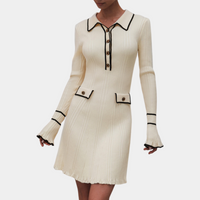 Stylish Dress with Long Sleeves - Lina-Beige-XS-State of Style