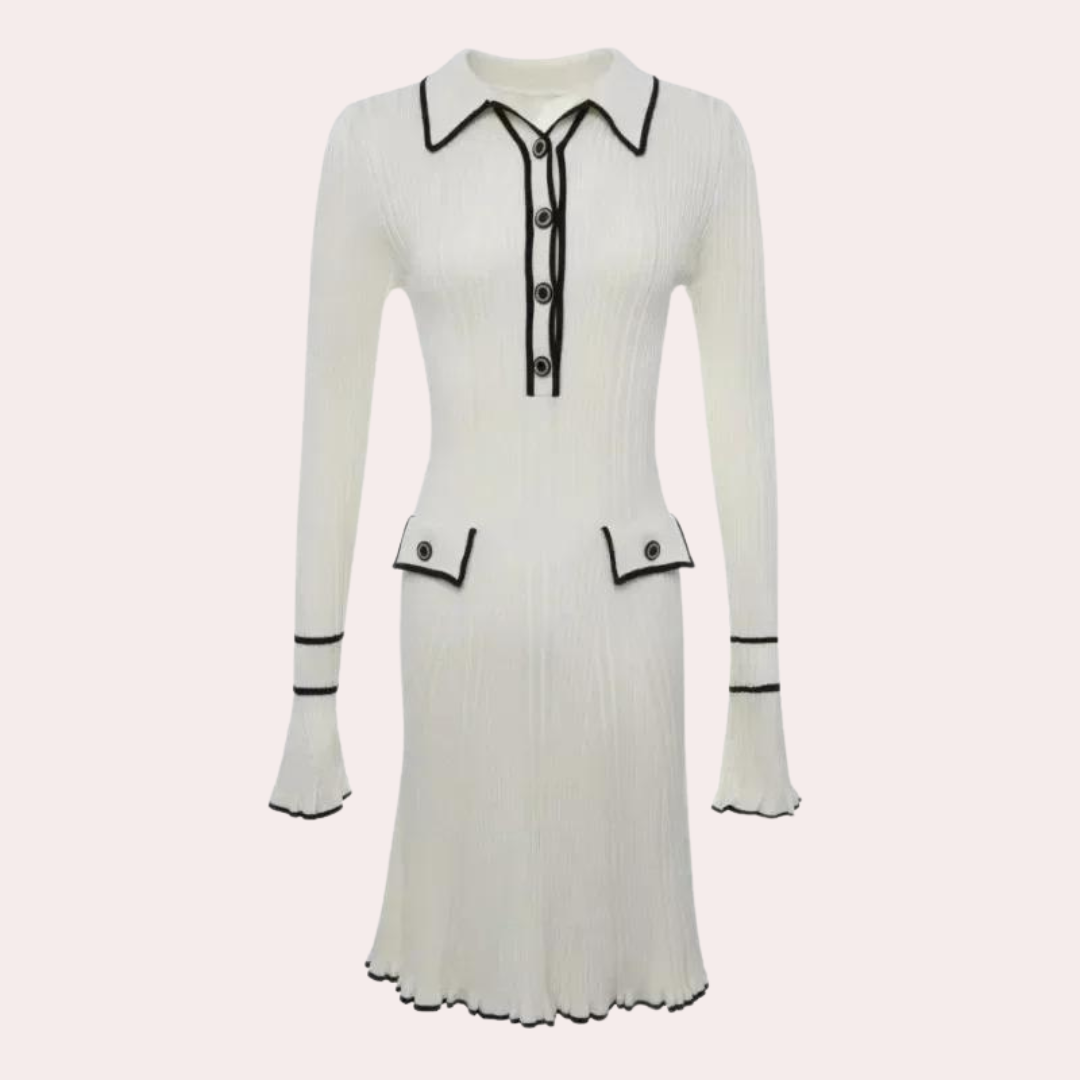Stylish Dress with Long Sleeves - Lina-Beige-XS-State of Style