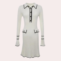 Stylish Dress with Long Sleeves - Lina-Beige-XS-State of Style