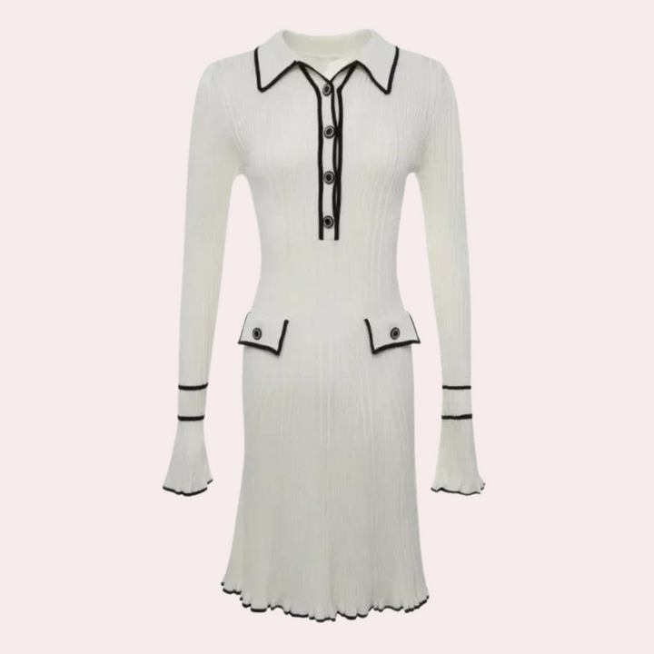 Stylish Dress with Long Sleeves - Lina-Beige-XS-State of Style